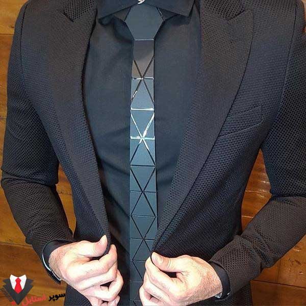 کراوات مردانه مشکی HEX مدل الماس