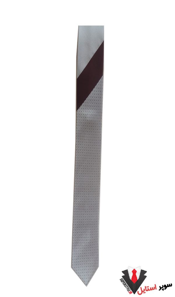 کراوات مردانه نقره ای طرح دار Quality Classic