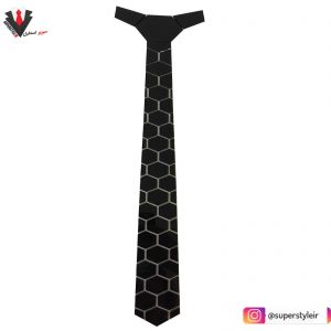 کراوات مشکی مردانه HEX مدل کندوی عسل